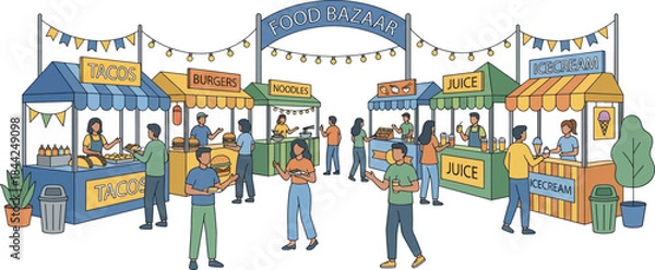 Obraz Food Bazaar activities illustration vector