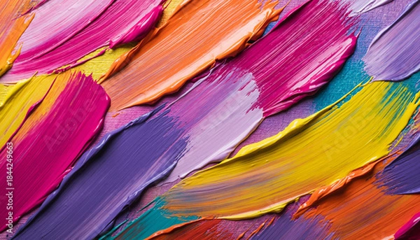 Obraz Vibrant, thick brushstrokes of colorful acrylic paint creating an abstract textured background.