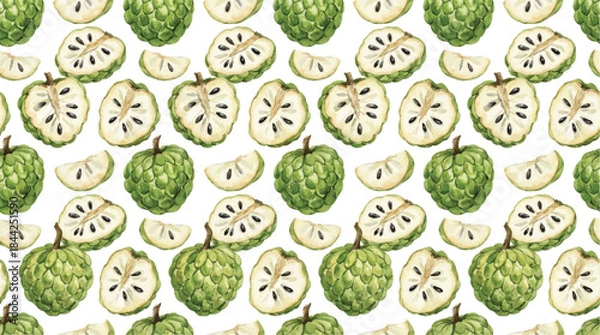 Obraz Seamless Pattern of Custard Apple