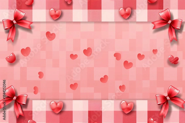 Obraz ハートとリボンの背景デザイン