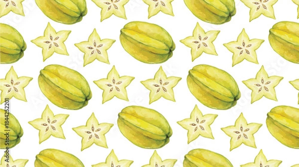 Obraz Star Fruit and slices seamless pattern