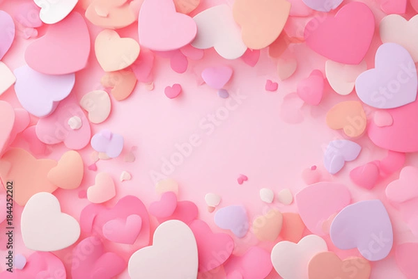 Obraz カラフルなハートの背景