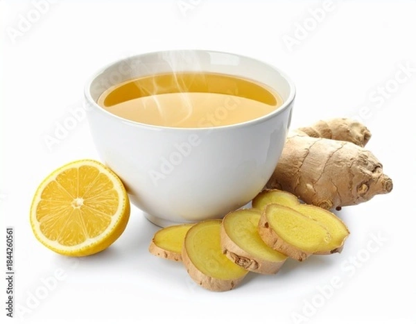 Obraz ジンジャーティー　ハーブティー　湯気が出ている冬のホットドリンク　リラックス