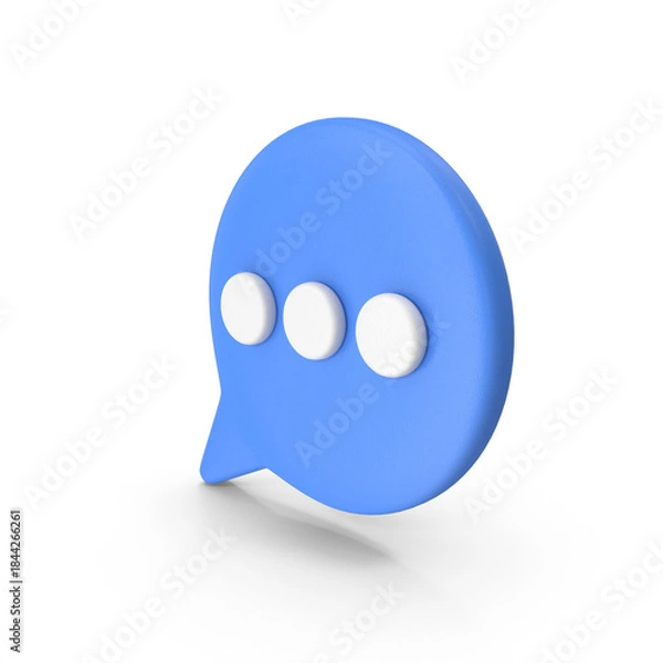 Fototapeta Rounded Blue Chat Bubble Icon With Typing Dots