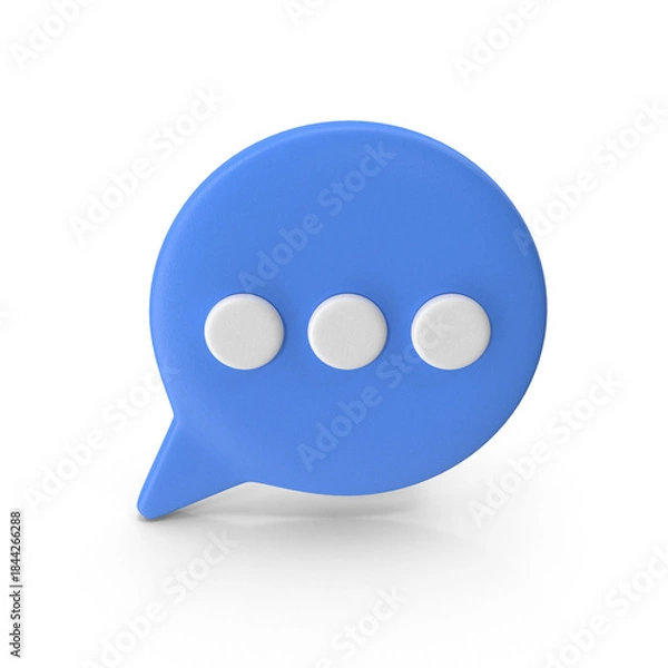 Fototapeta Blue Messaging Bubble Icon With Three Dots