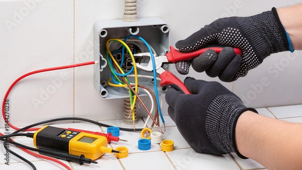 Obraz electrician with multimeter