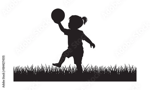 Obraz Child Playing Ball Silhouette Vector