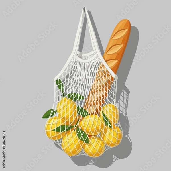 Obraz Fresh food in a reusable net bag