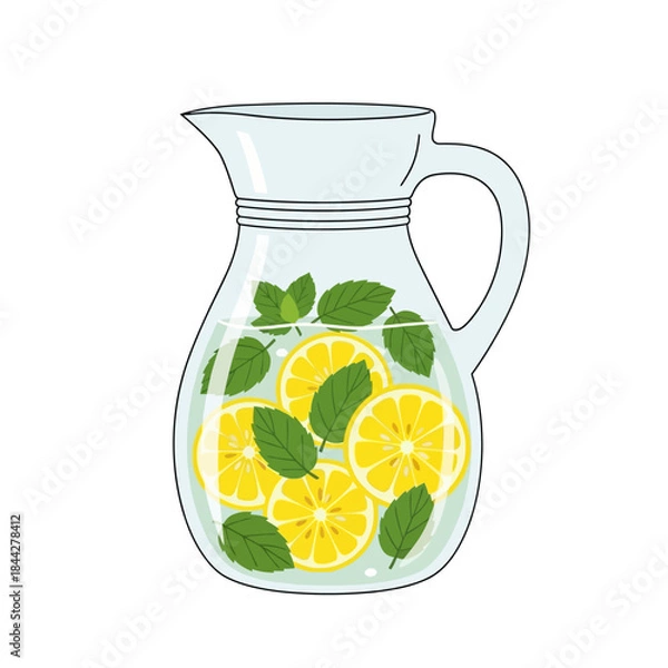 Obraz Refreshing Lemonade Pitcher with Mint Leaves