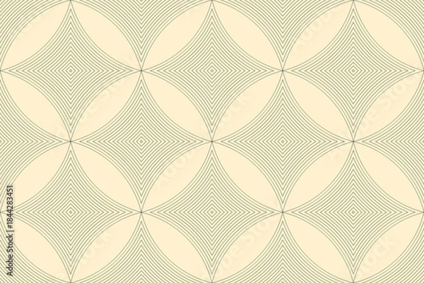 Obraz Seamless Geometric Overlapping Circles and Diagonal Lines Pattern in Beige and Cream for Abstract Modern Backgrounds