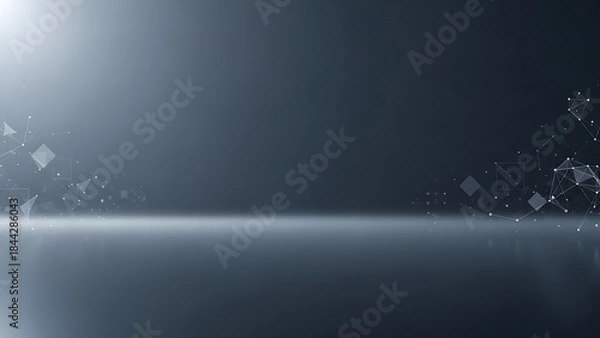 Fototapeta Abstract Technology Network Structure Background With Glowing Light and Geometric Shapes