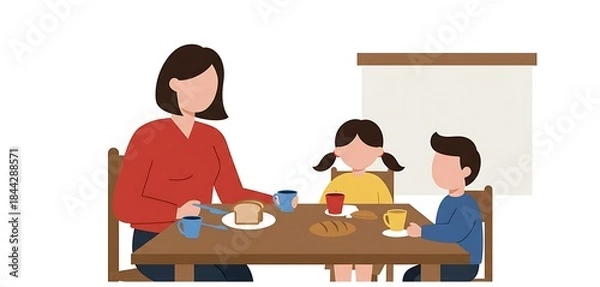 Fototapeta Family enjoys a meal together, showcasing a warm and harmonious dining experience at home