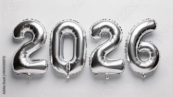 Obraz 2026 Silver Helium Balloon Typography