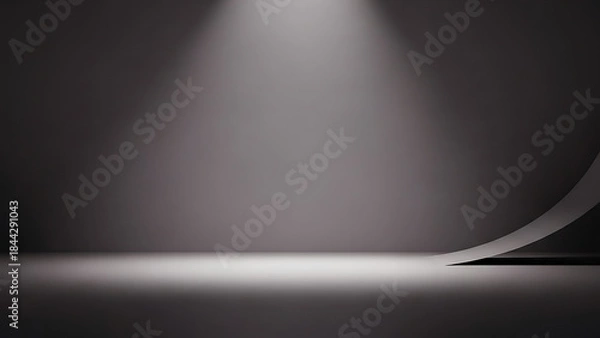 Fototapeta Spotlight on a Curve A Minimalist Studio Background with a Dramatic Spotlight Effect