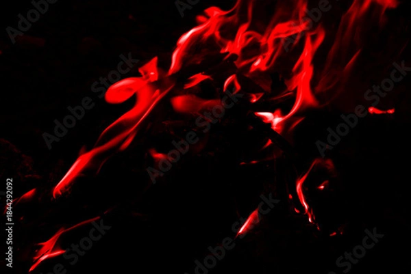 Obraz Red Flames Dance Against Dark Background in Captivating Fire Scene