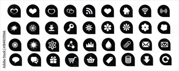 Fototapeta Abstract graphic elements and shapes in black  color palette