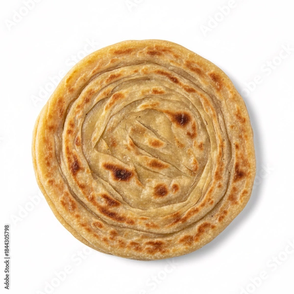 Obraz Deliciously toasted and layered flatbread on a white background