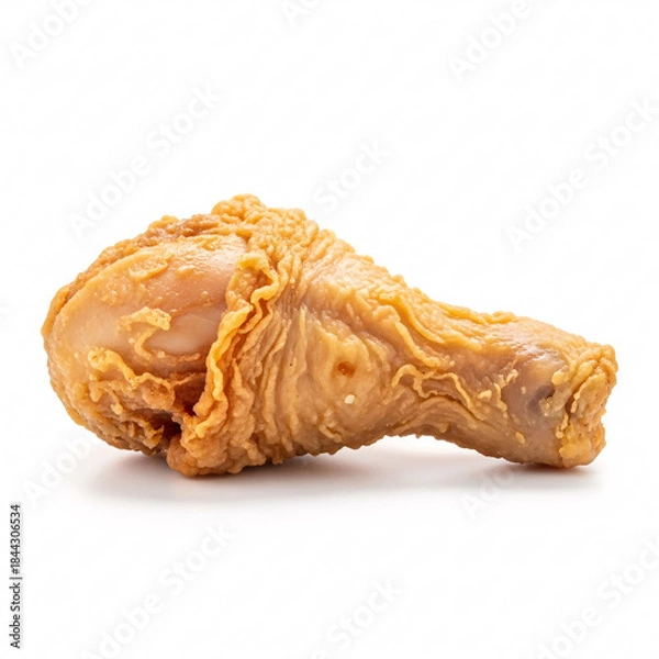 Obraz Crispy Fried Chicken Leg on White Background