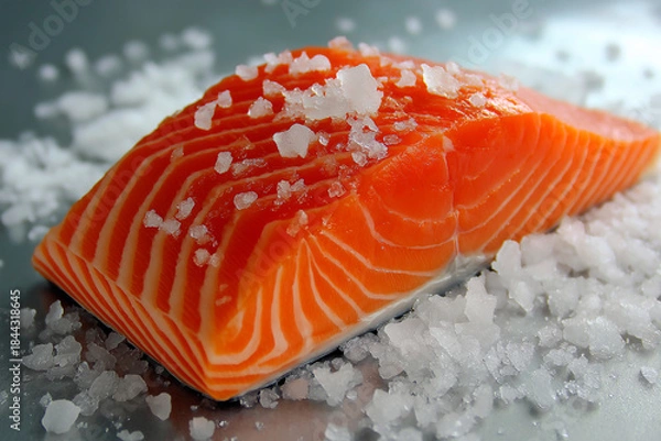 Fototapeta Close-up of sushi salmon fish, Japanese sushi collection. Sashimi sushi set with chopsticks and soy
