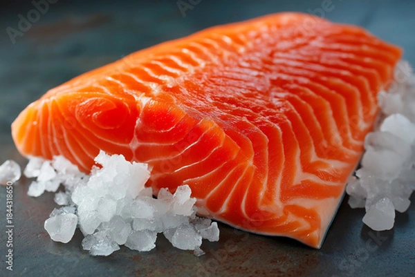 Fototapeta Close-up of sushi salmon fish, Japanese sushi collection. Sashimi sushi set with chopsticks and soy