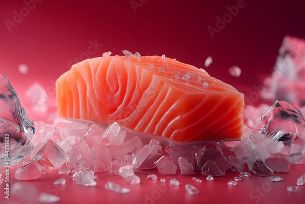 Fototapeta Close-up of sushi salmon fish, Japanese sushi collection. Sashimi sushi set with chopsticks and soy