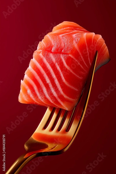 Fototapeta Close-up of sushi salmon fish, Japanese sushi collection. Sashimi sushi set with chopsticks and soy