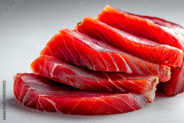 Fototapeta Close-up of sushi salmon fish, Japanese sushi collection. Sashimi sushi set with chopsticks and soy