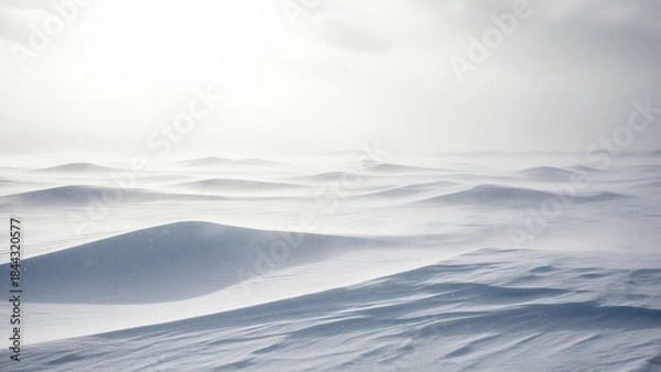 Obraz Snowy landscape with blowing snow and diffused light