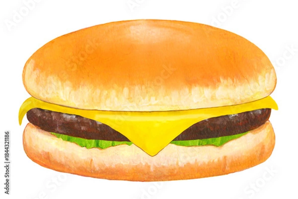 Obraz チーズバーガーのイラスト