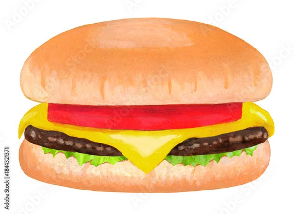 Obraz トマトチーズバーガーのイラスト