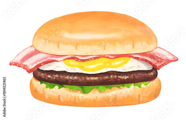 Obraz ベーコンエッグバーガーのイラスト