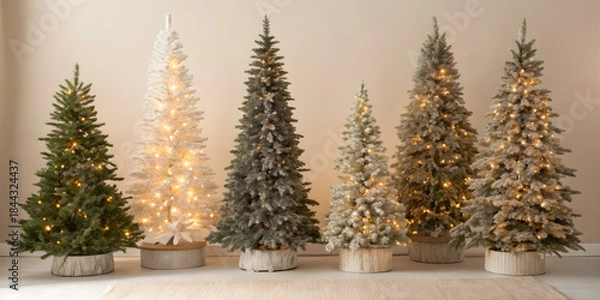 Obraz Elegant Minimal Christmas Tree Set with Subtle Warm Lighting