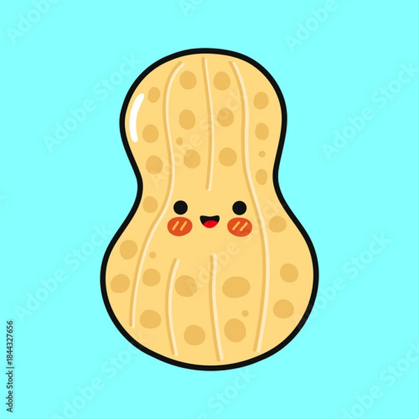 Obraz Cute smiling peanut character feeling happy