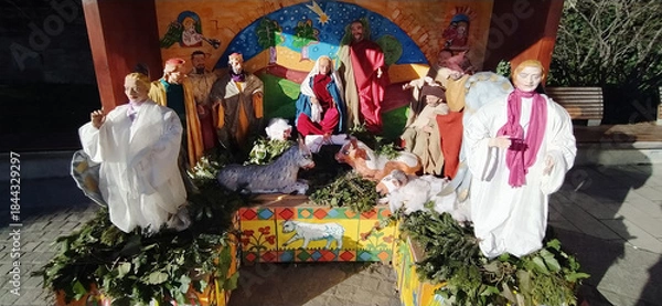 Obraz  A nativity scene in front of a Roman Catholic church in Budapest
