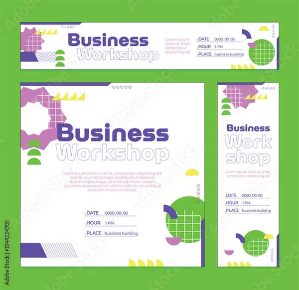 Fototapeta 기하학 키치한 도형 현수막,배너,카드뉴스 프레임 디자인