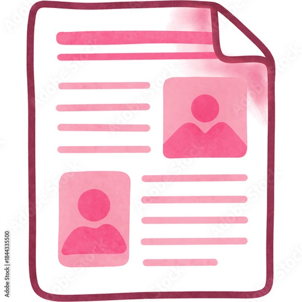 Obraz Pink Illustrated Profile Document Layout Design