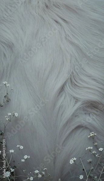 Obraz Clean Beige Spring Backdrop with Goat Fur Texture and Tiny Flowers