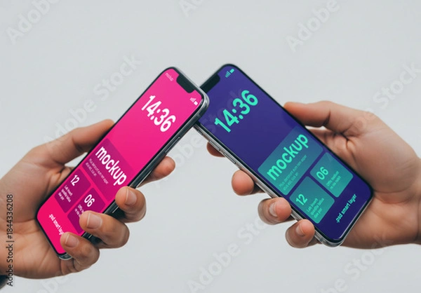 Obraz Two smartphones sharing files mockup