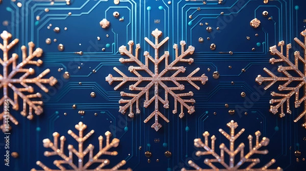 Fototapeta Snowflakes on circuit board