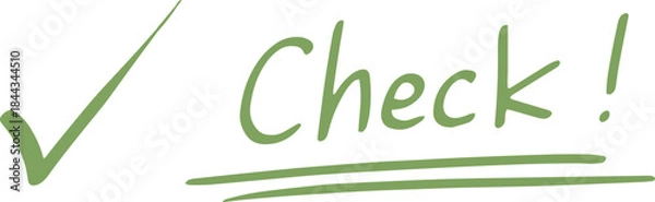 Fototapeta 手描きのチェックと文字のイラスト