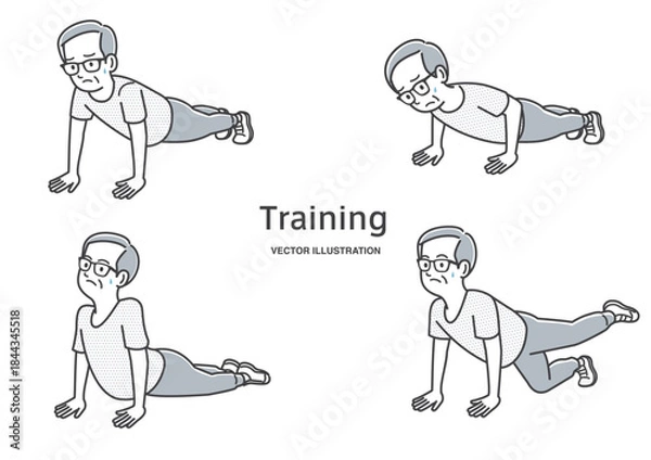 Obraz 腕立て伏せをする年配の男性