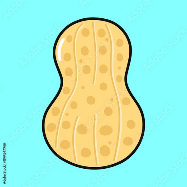 Obraz Peanut shell cartoon illustration on light blue background