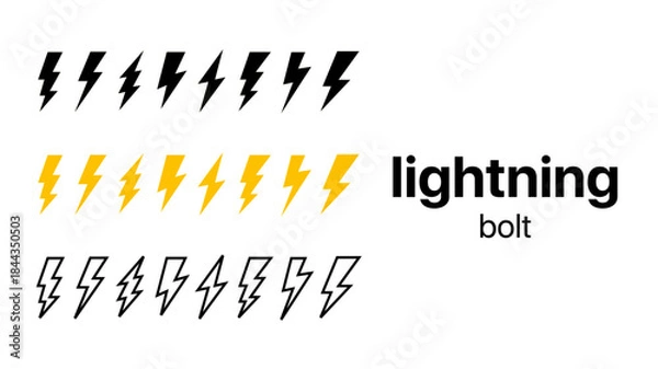 Obraz Set lightning bolt. Thunderbolt flat style - stock vector