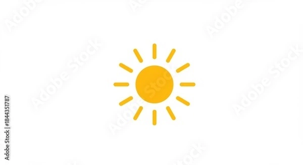 Obraz 晴れ渡る空を思わせるような暖かく力強い黄色の太陽アイコン 白い背景に輝き前向きな気持ちと希望に満ちた未来を象徴するクリーンでモダンなグラフィック表現. AI Generated