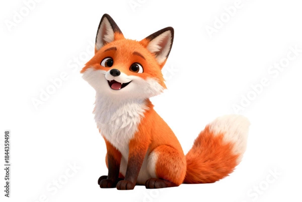 Obraz Cute Animated Red Fox Character