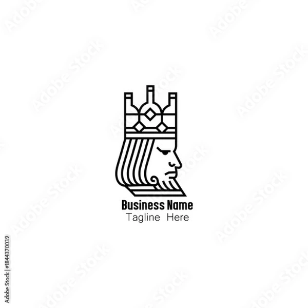 Obraz Elegant Line Art King Head Logo Concept