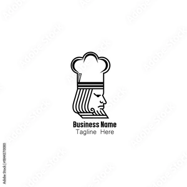 Obraz Stylized Chef Head with Hat Line Art Logo