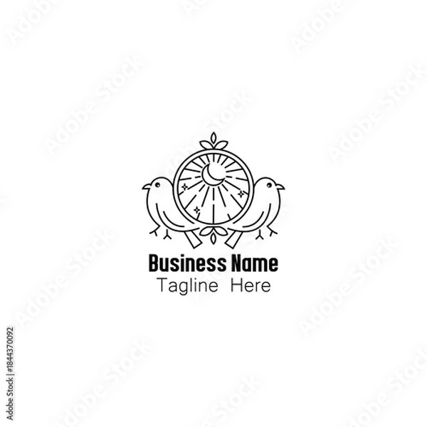 Obraz Harmonious Celestial Birds Line Art Emblem
