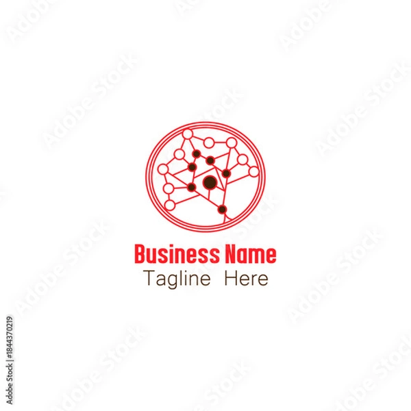 Obraz Abstract Red Network Connectivity Logo