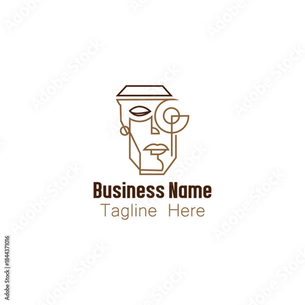 Obraz Abstract Line Art Coffee Face Logo Concept